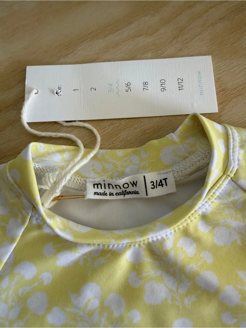 Minnow Swim NWT Yellow Floral Rashguard Unisex 3/4T Made in USA